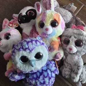 Ty Beanie Boos Plush Toy Collection - Purple, Pink, Gray